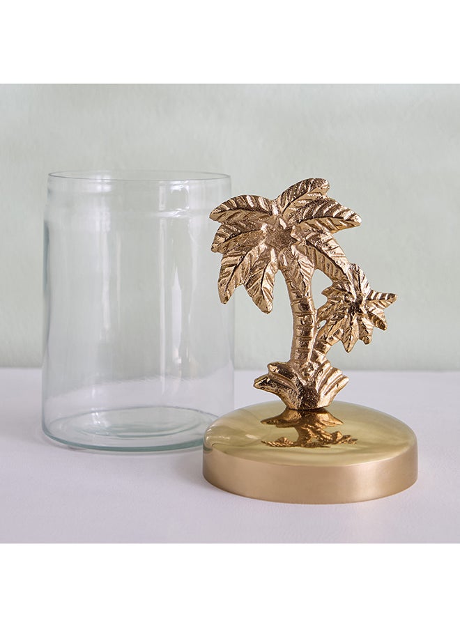 Home Box Sahra Decorative Metal Jar with Palm Lid - Image 2